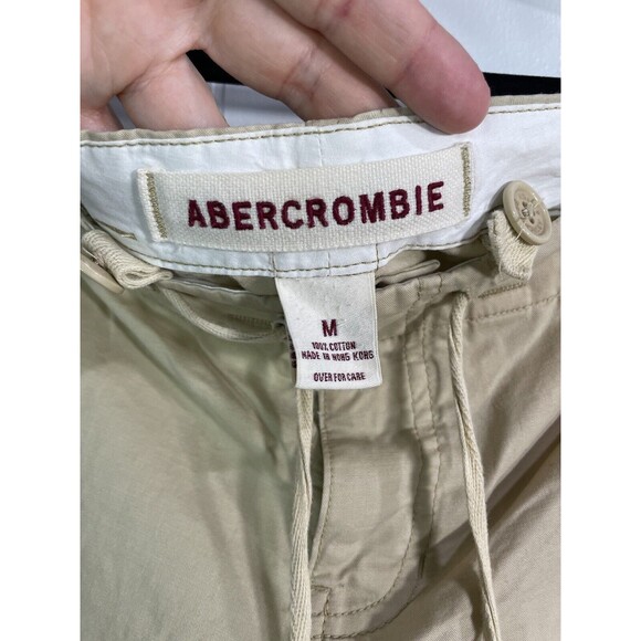 Abercrombie & Fitch Pants Womens Medium Baggy Beige Pants Ankle Ties Y2K - Picture 9 of 12